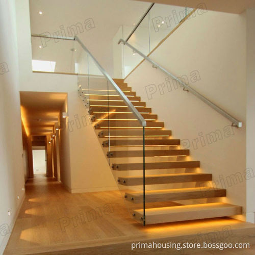Glass Railing Floating Indoor Staircase